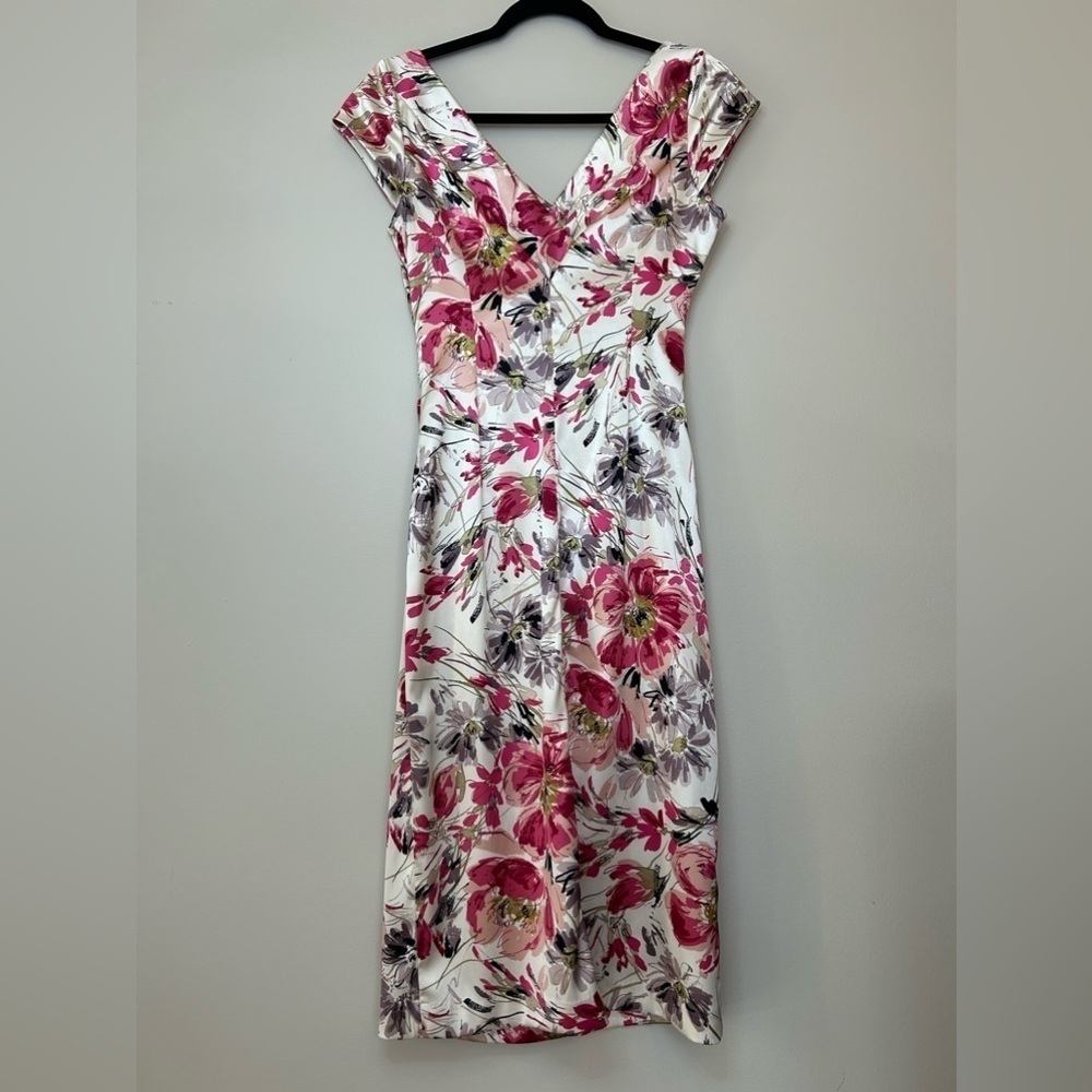 Maggy London Floral Print Ruched Midi Dress - Picture 5 of 7